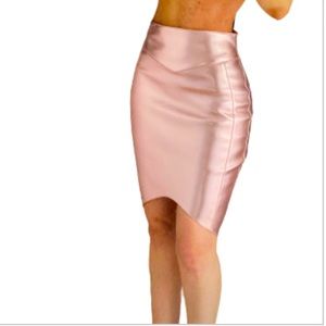 NWOT HOUSE OF CB METALLIC PINK LEATHER SKIRT